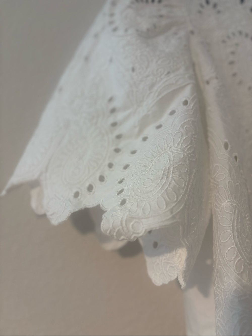 Moon River White Eyelet Lace-Up Puff Sleeve Crop Top - Picture 5 of 10